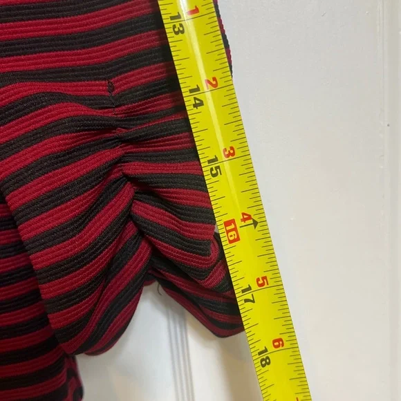 Red and navy striped blazer with ruched sleeves from Have, size medium - Picture 8 of 8